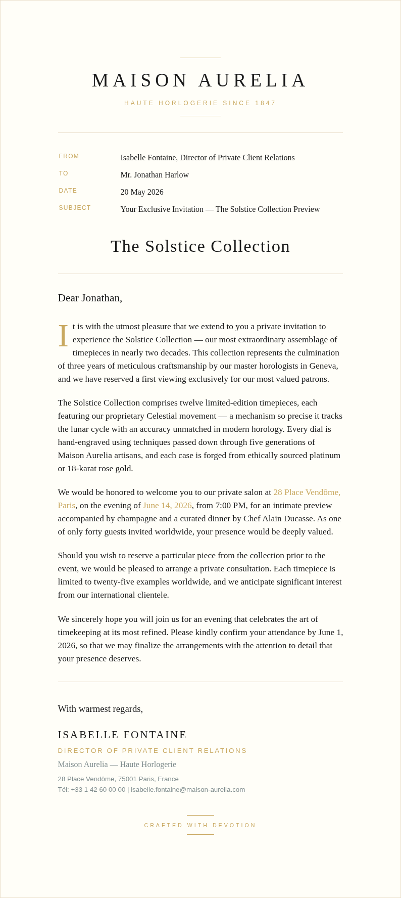 Luxury premium email